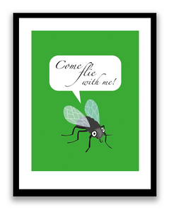 Print: Come flie with me! Grønn