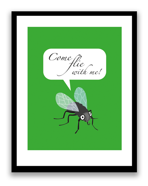Print: Come flie with me! Grønn