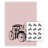 Gavesett  kjøkkenhåndkle og 2 kluter Traktor rosa